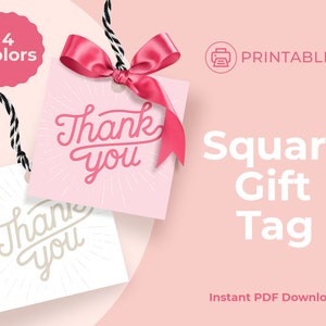 Printable 2 inch Square Tag, Gift Tag, Cookie Tag, Thank You Tag
