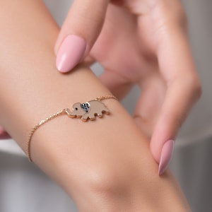 14K Solid Gold Elephant Bracelet