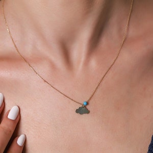 14K Solid Gold A Turquoise Cloud Necklace