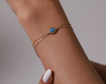14K Solid Gold Vintage Opal Bracelet