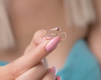 14K Solid Gold Snake Ring