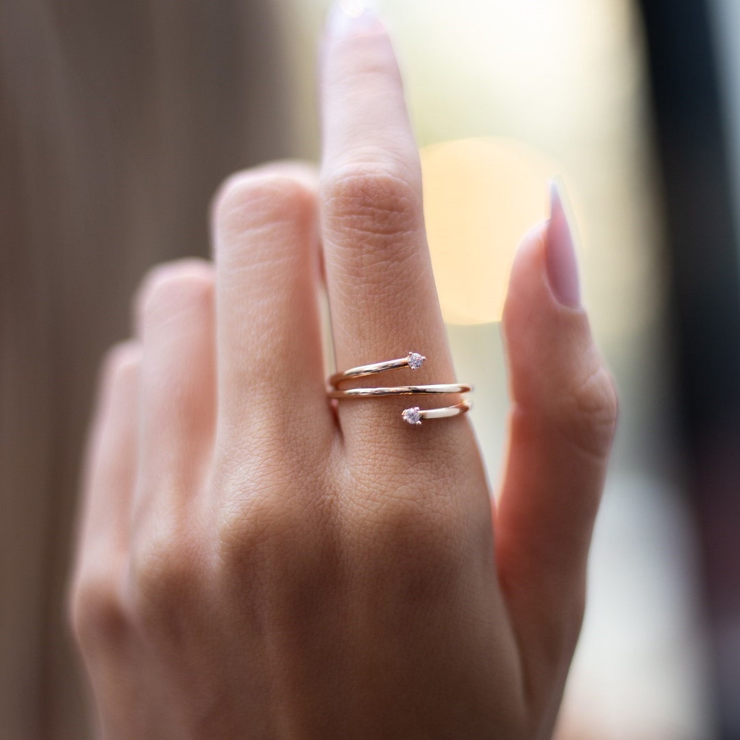 Seed Rings 14K Solid Gold Spiral Mini Seed Ring - Etsy