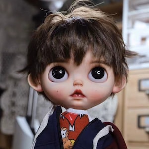 Parrucca in mohair da ragazzo Blythe, parrucca in mohair corta Qbaby, parrucca da bambola da ragazzo Qbaby, parrucca da bambola Blythe, parrucca da bambola Dian Dian, parrucca da bambola 9-10"