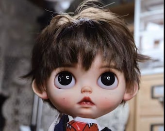 Blythe boy mohair wig, Qbaby short mohair wig,  Qbaby boy doll wig, Blythe doll wig, Dian Dian doll wig, Doll wig 9-10"