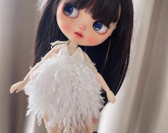 Vestido Blythe, Vestido de hada con plumas Blythe, Vestido con plumas Blythe, Vestido OB22, Vestido OB24, Vestido Neo Blythe, Vestido de tiras Blythe