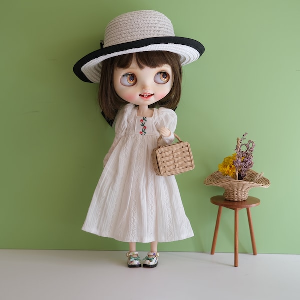 Blythe Vintage jurk, Blythe wit overhemd, Blythe Hat, OB22 jurk, OB24 jurk, Neo Blythe Jurk, Blythe tas, Blythe schoenen