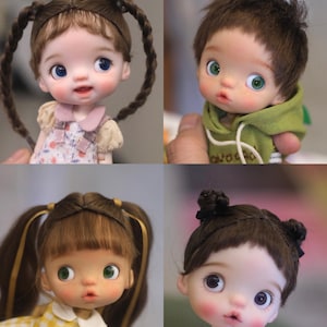 Peruka OB11, peruka Uou, peruka OB11 z moheru, peruka BJD z moheru 1/8, peruka lalki Lucy, peruka BJD z twardą skorupą, dostępne niestandardowe rozmiary.