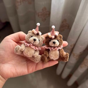 Miniatuurbeer, wollen beer voor Blythe/Yosd/Ob11 poppen, huisdier voor poppen, dieren voor poppen, poppenberen, miniatuur kerstbeer.