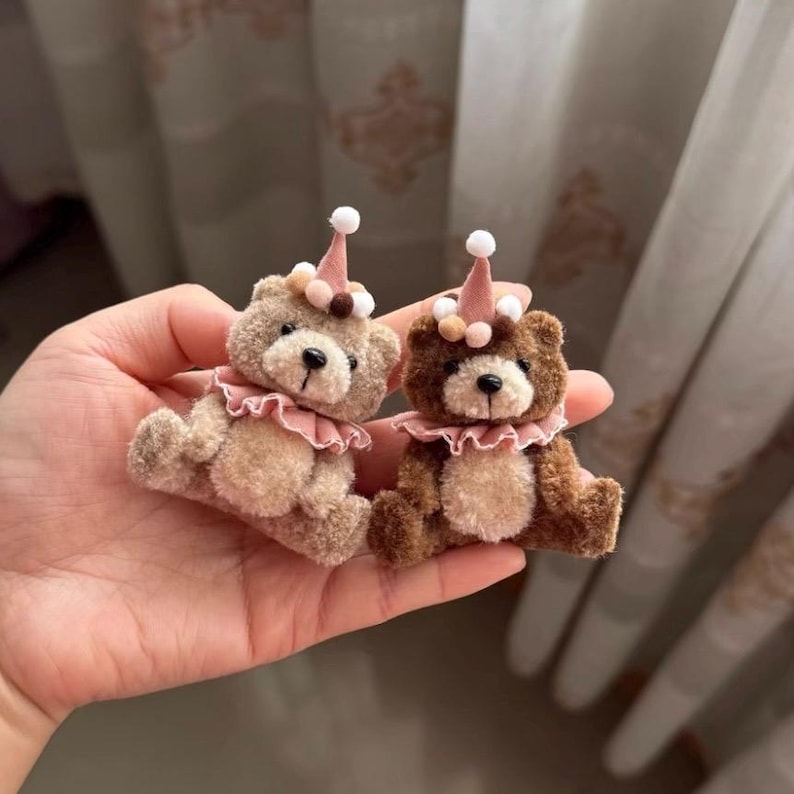 Miniature bear, Wool Stem bear for Blythe/Yosd/Ob11, doll pet, doll animals, doll bears, Miniature Christmas bear. image 1