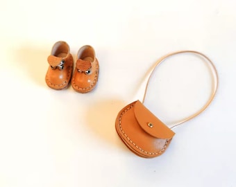 Bouwpakket Blythe Shoes+Bag met videotutorial, Neo Blythe leren schoenen, OB22/OB24 leren schoenen, Blythe-tas, handgemaakte kleine schoenen