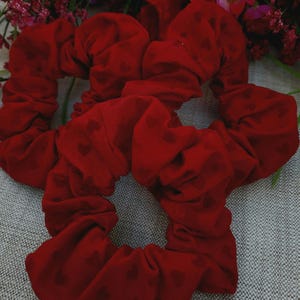 Red Velvety Heart Valentine&#39;s Scrunchie