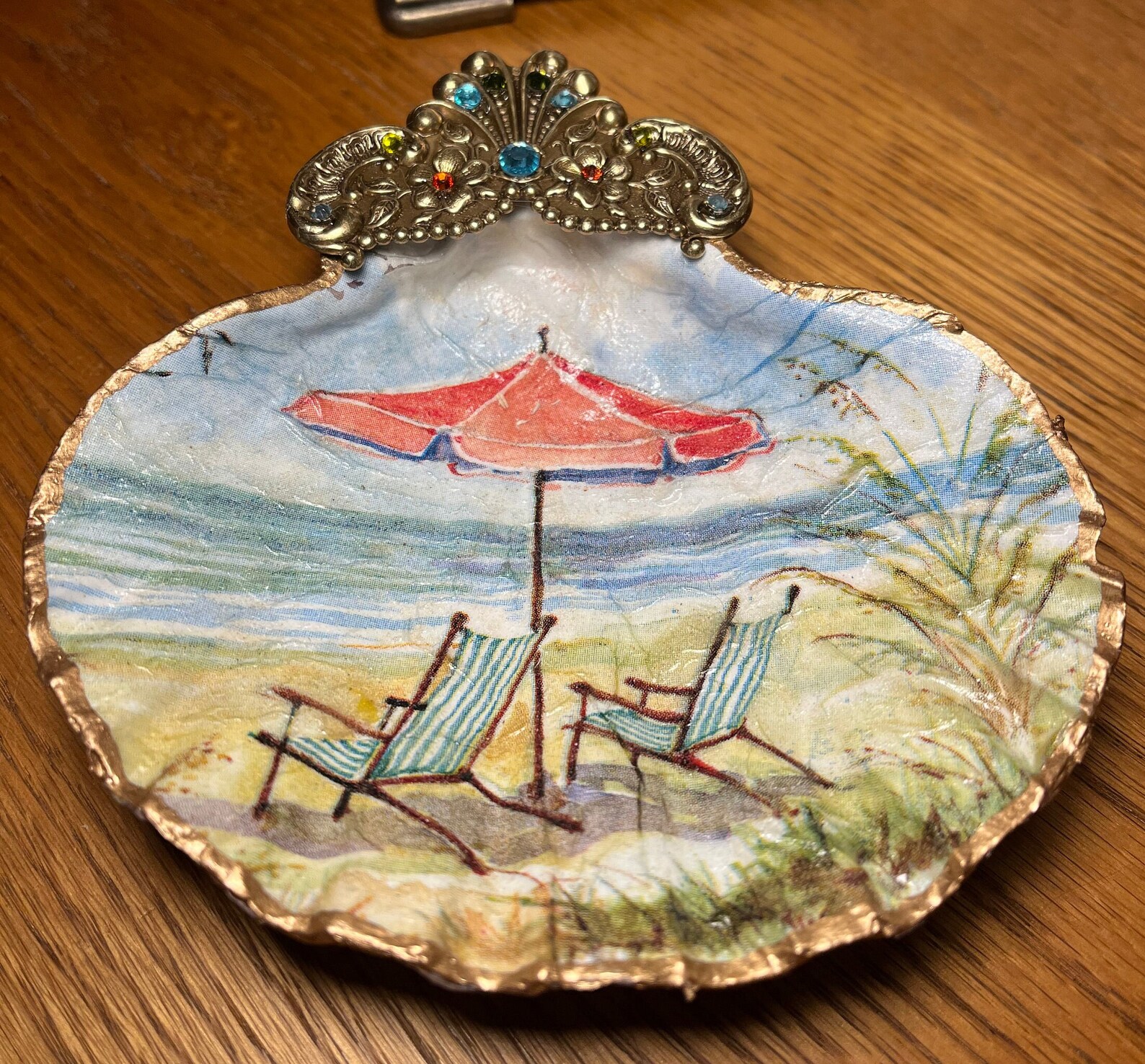 Clam Shell Decoupage Clam Decoupage Shell Clam Shell Dish Etsy