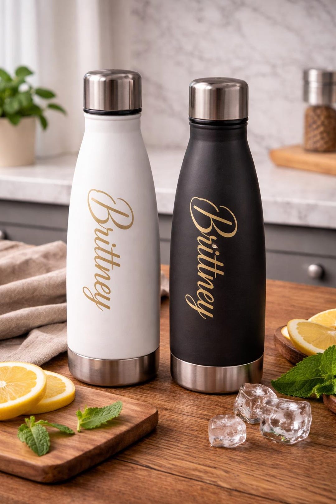 Personalized Insulated Water Bottle | Custom Name Gold Script Gift - Etsy