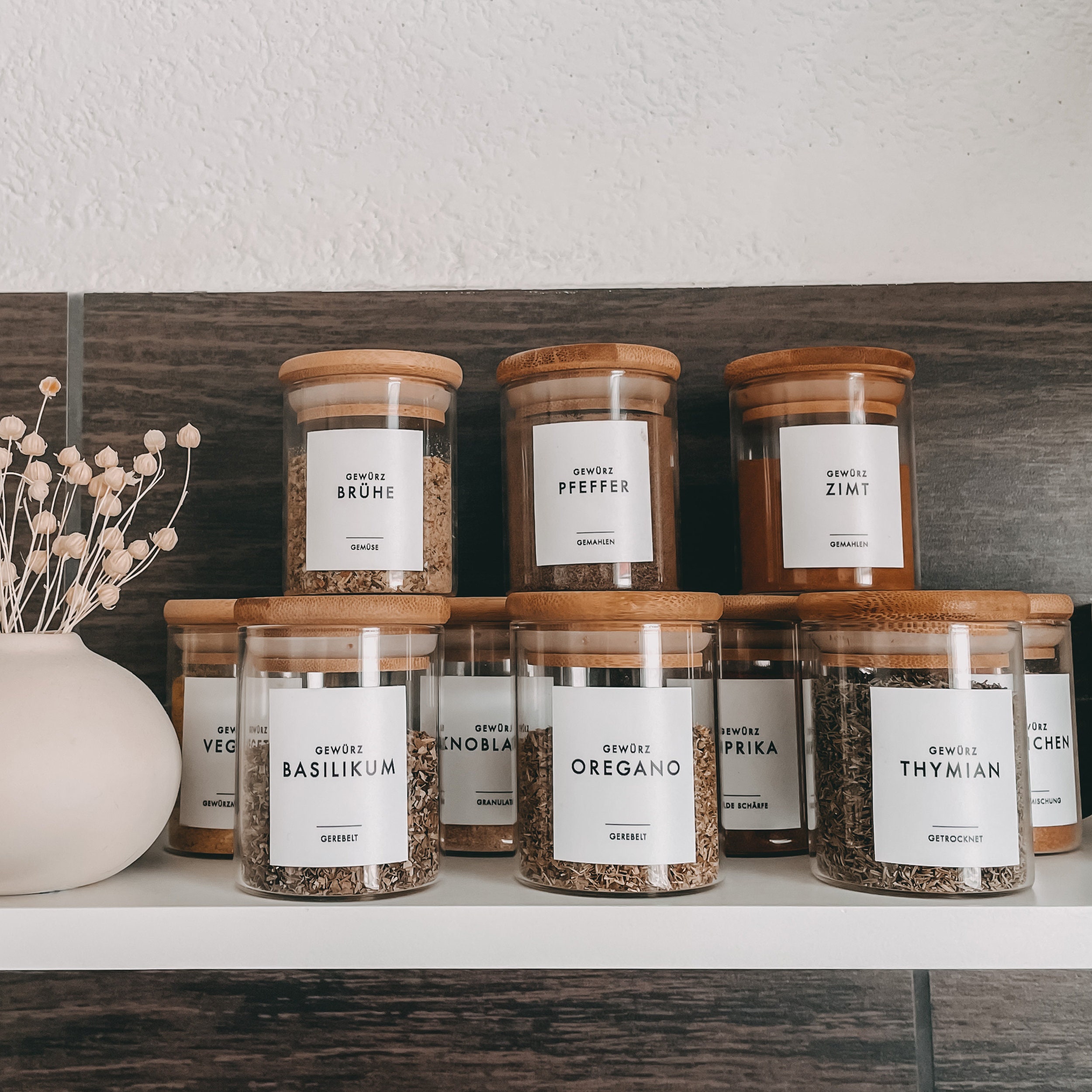 10 Spice Jars 120ml Storage Jar for Spices With a Minimalist Label Kitchen  Home Organization Labels 