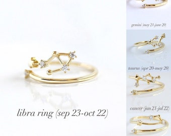 Zodiac Rings,Adjustable Constellations Rings,Star Signs Rings,Astrology Ring,Adjustable Zodiac Ring