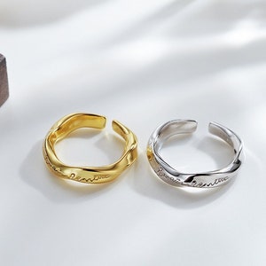 Irregular Wave Ring, Minimalist Gold Adjustable Ring, Asymmetric Ring, Chunky Ring, Hollow Ring, Streetwear Ring, Cool Ring, Fashion Ring