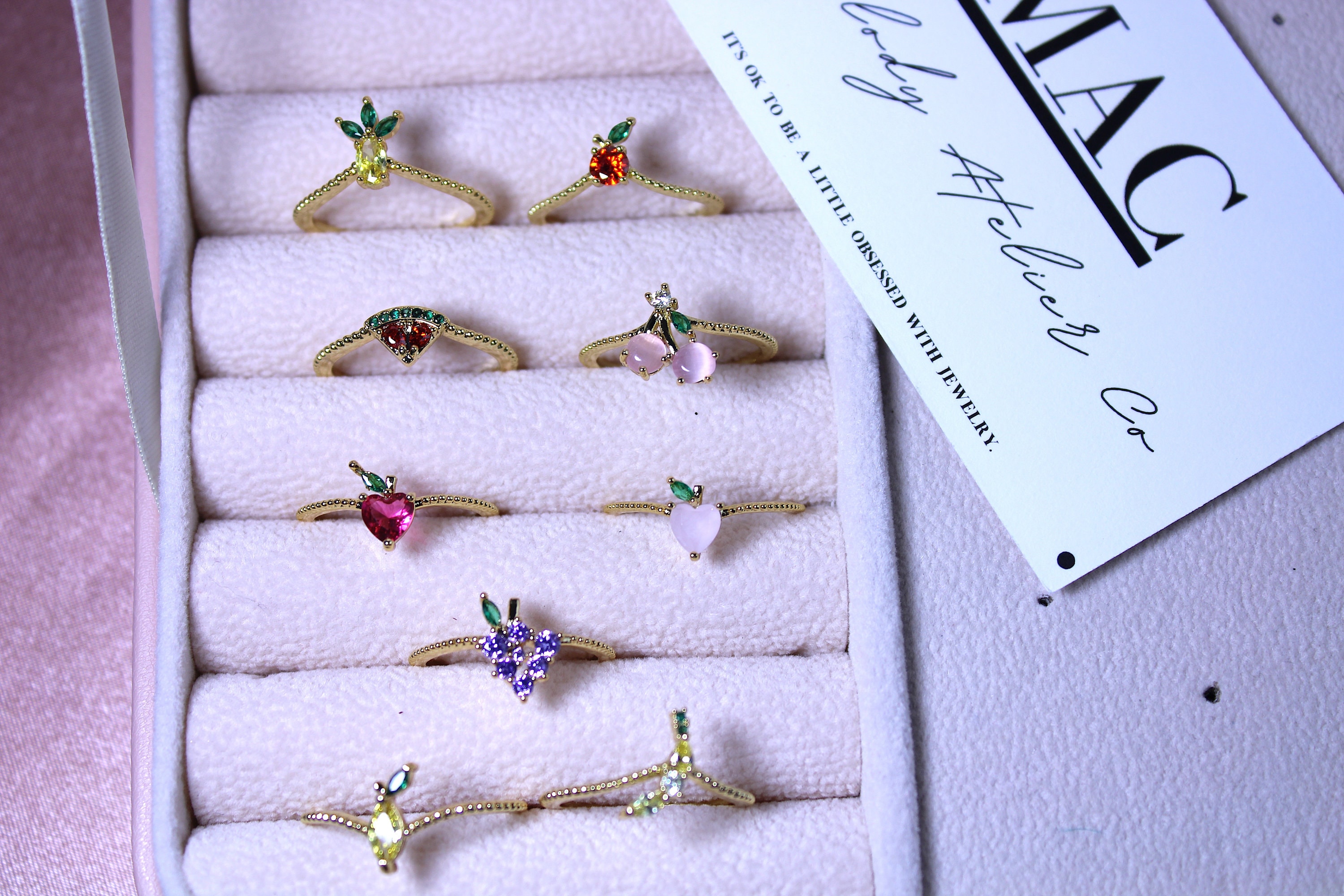 Realfruit Rings Dainty Fruit Ring, Stackable Fruits Rings, Dainty Crystal Fruit Rings ...