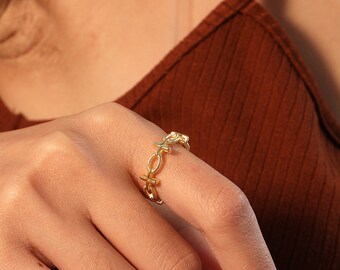 Gliederkette Ring, Gold Kettenring, Gold Stapelring, dicker Kettenring, Langer Gliederkettenring, Statement Ring, Langer Gliederring, Minimalistischer Ring