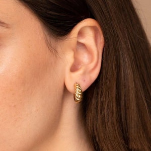 18K gouden vrouwen vintage vergulde 316L roestvrij staal gedurfde croissant oorbel