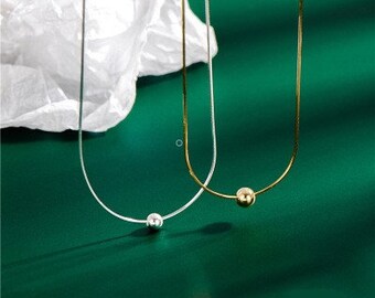 Collana satellite con perline riempite in oro 18 carati, collana a strati, collana di perline delicate, collana a palla d'oro minuscola, piccola collana a strati di perline
