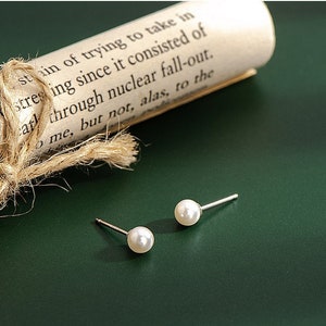 Pearl Stud Earrings, Bridesmaid Earrings and  Bridal  Real Pearl Stud Earrings, Wedding earrings Bridal Gifts, 6mm Freshwater Pearl Studs