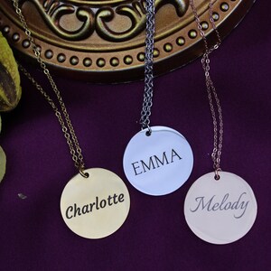 Custom Name Necklace Personalized Jewelry Custom Initials Necklace Disc Necklace Name Necklace Personalized Name Necklace