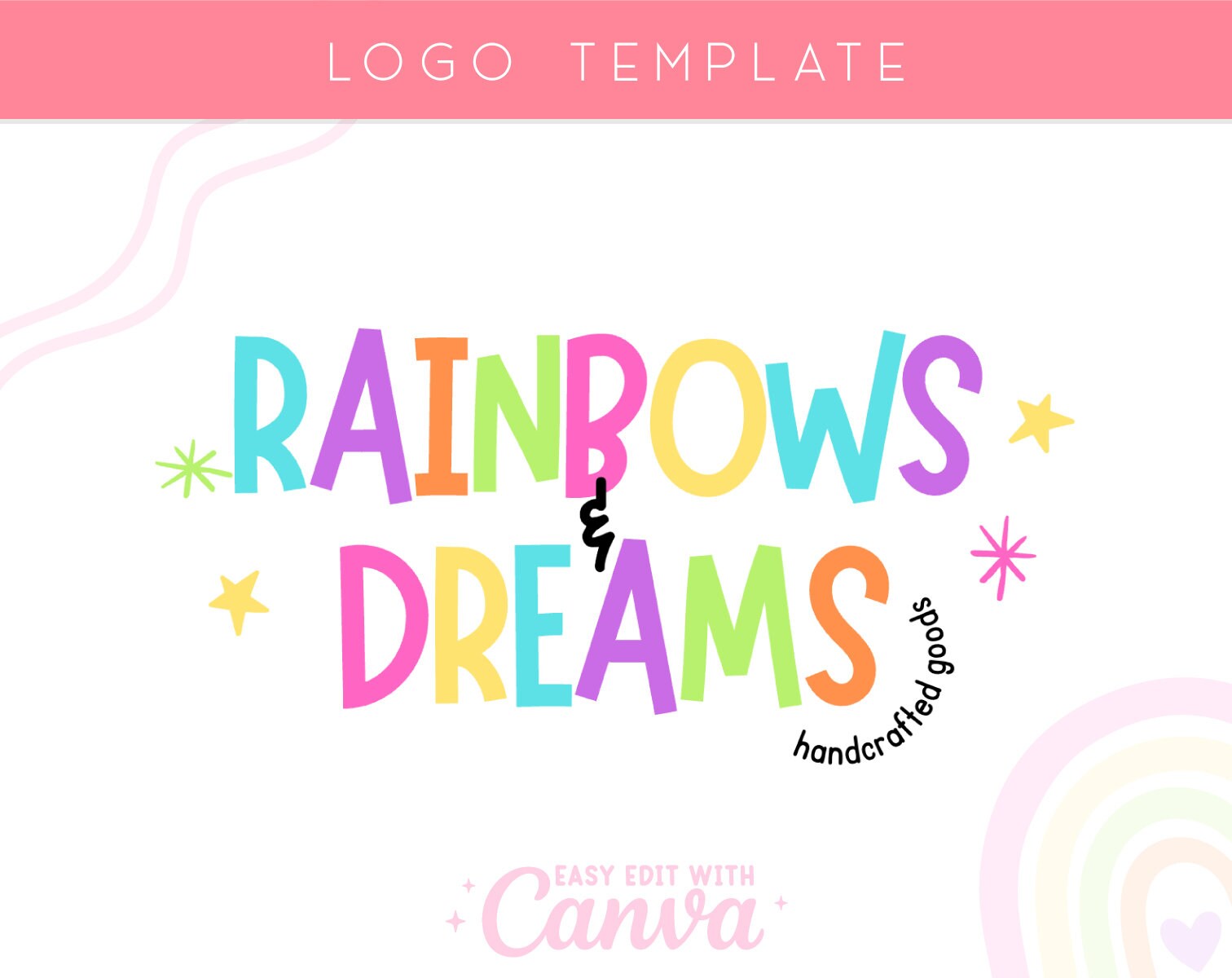 Editable Rainbow Colorful Logo Canva Template - DIY Small Business Logo ...