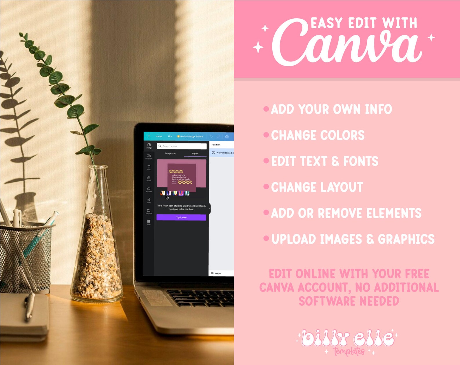 Groovy Thank You Card Canva Template - Small Business Thank You Card ...