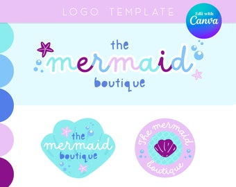 Editable Pastel Rainbow Logo Canva Template - DIY Small Business Logo ...