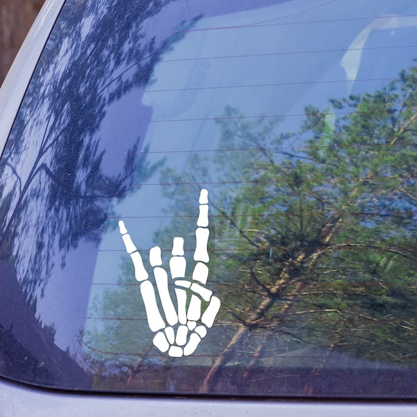 Rock On Skeleton Hand Decals | Vinyl Decal | Car, Glass, Tumblr and Laptop Stickers