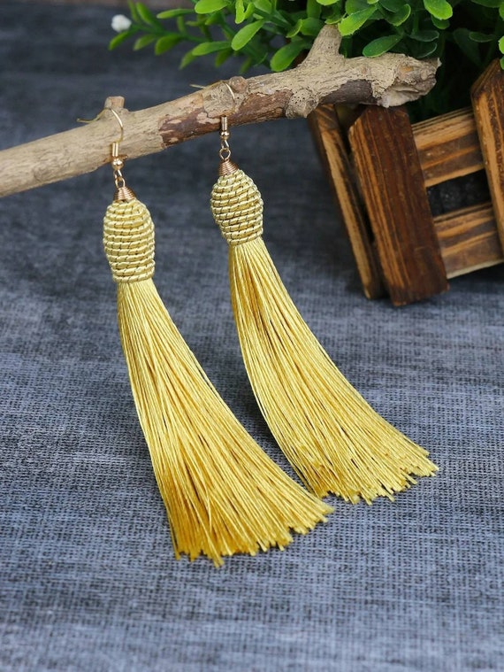 Yellow Tassel Earrings png images | PNGWing