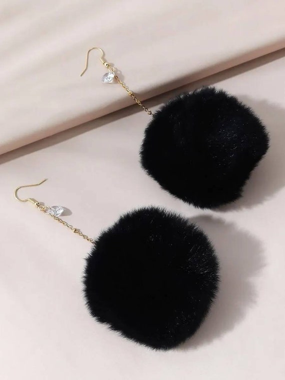 Fur Pom Pom Earrings - How Did You Make This? | Luxe DIY