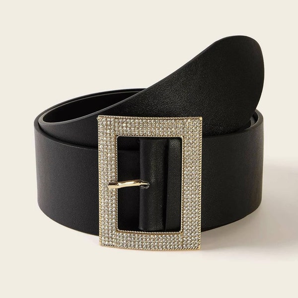 rhinestone belt black