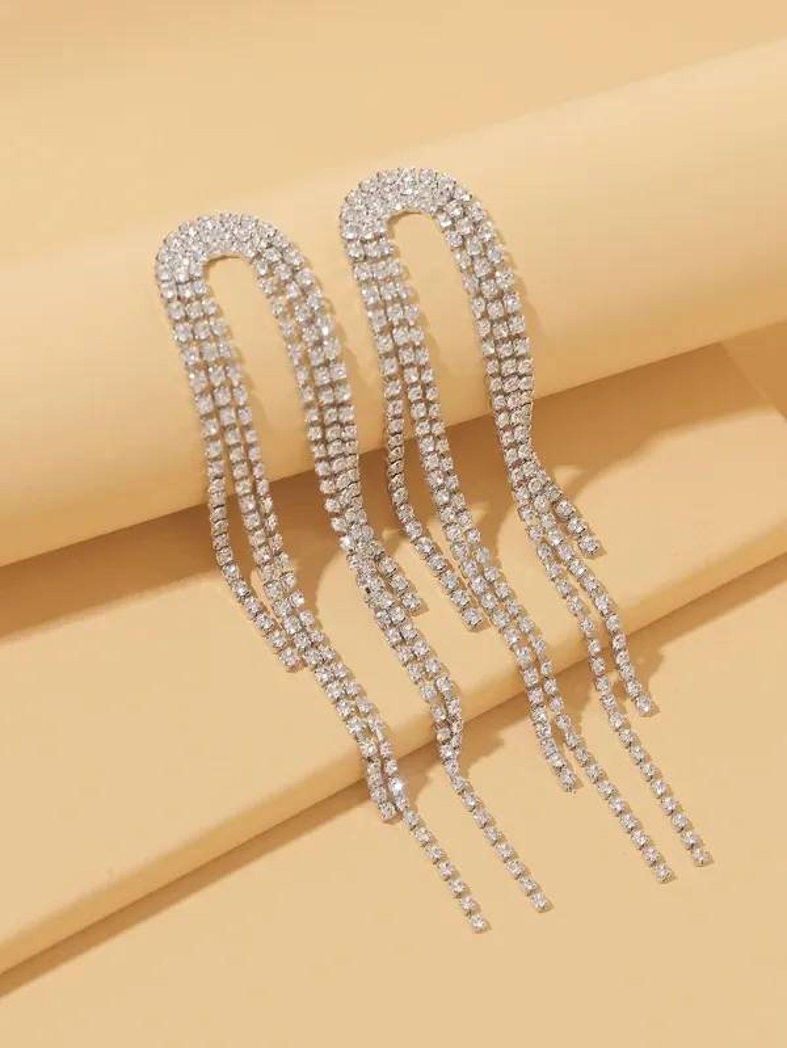 Silver Color Tassel Earrings main image 1