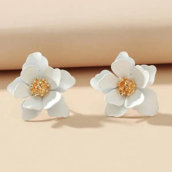 White Flower Earrings Etsy