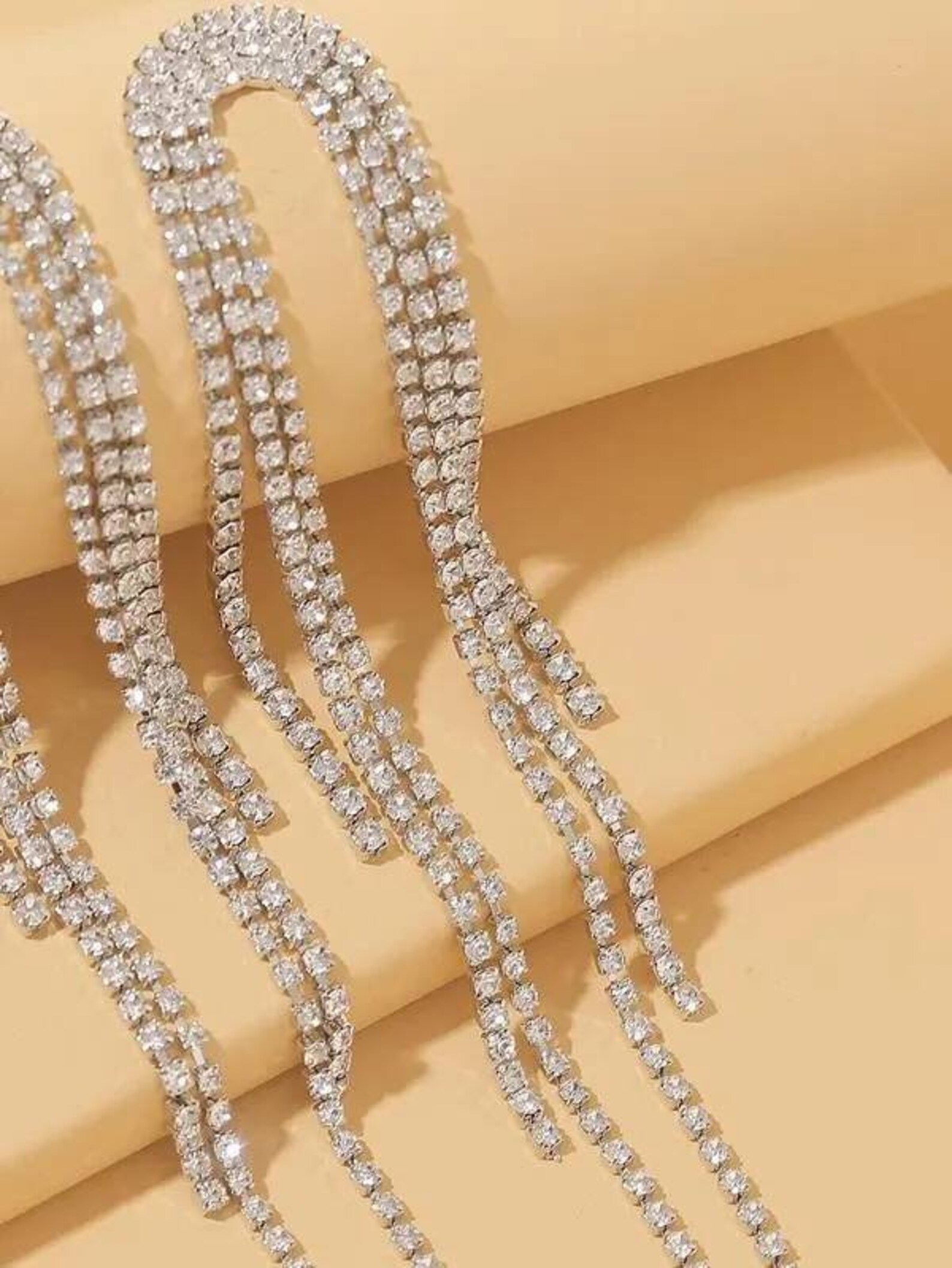 Silver Tassel Rhinestone Earrings Silver Tassel Earrings - Etsy