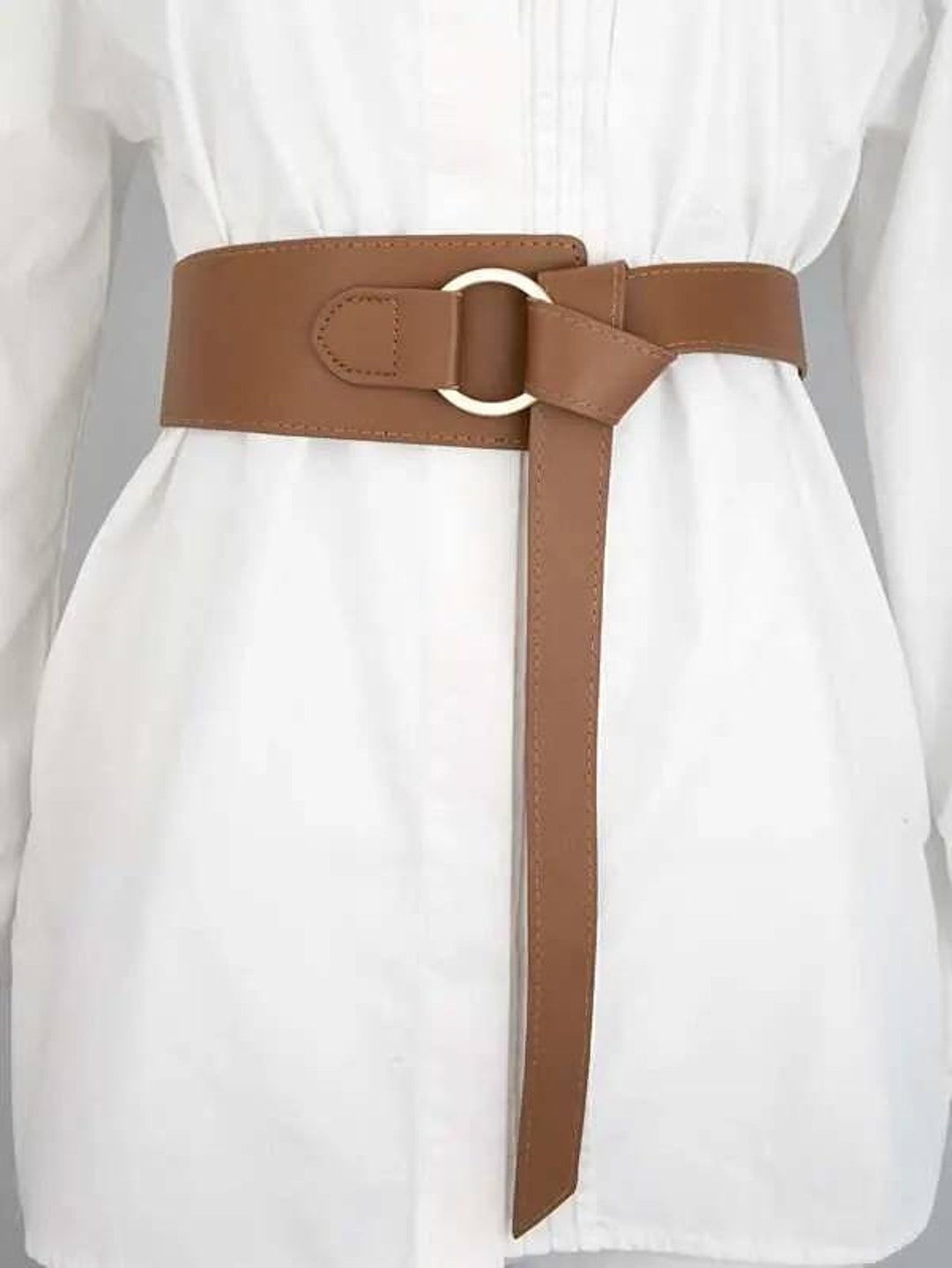 Brown Leather Knot Belt Wide Brown Belt.brown Dress Belt - Etsy