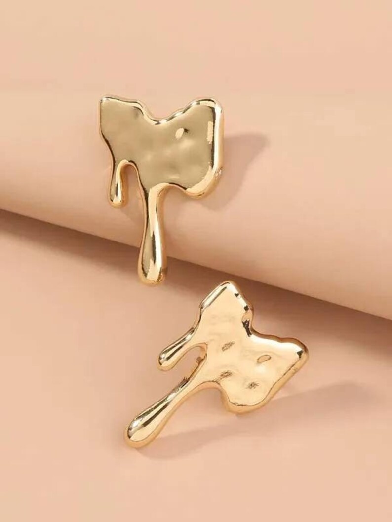 Alloy Gold Irregular Stud Earrings Gold Earrings Alloy Etsy