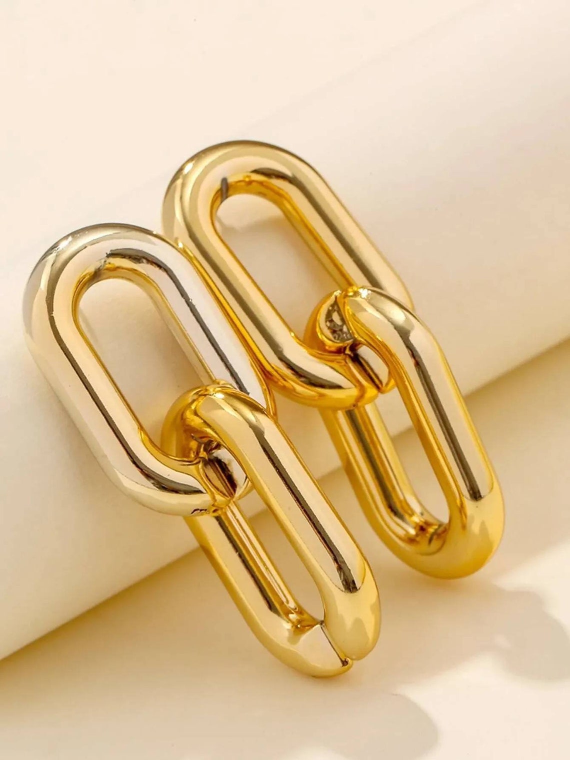 Gold Chain Link Drop Earrings Chain Link Earrings Gold Link Etsy