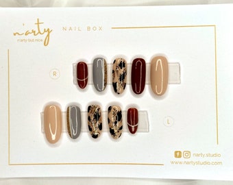 Leopard Nails / Press On Nails / Nail Design / Koreaanse Nagels / Zelfklevende Nagels / Sticky Nails / 90s Nails / Patroon Nagels / Valse Nagels