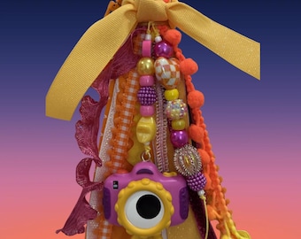 Toy Story Camera Bag Charm | Retro Beaded Tassel Purse Accessory