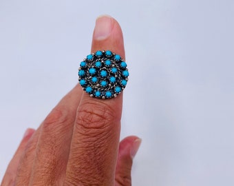 Vintage Zuni Snake Eyes Turquoise Ring