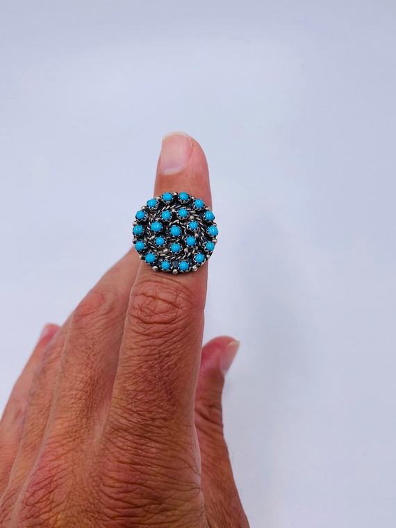 Vintage Zuni Snake Eyes Turquoise Ring
