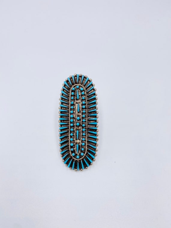 Long Zuni Turquoise Statement Ring - image 1