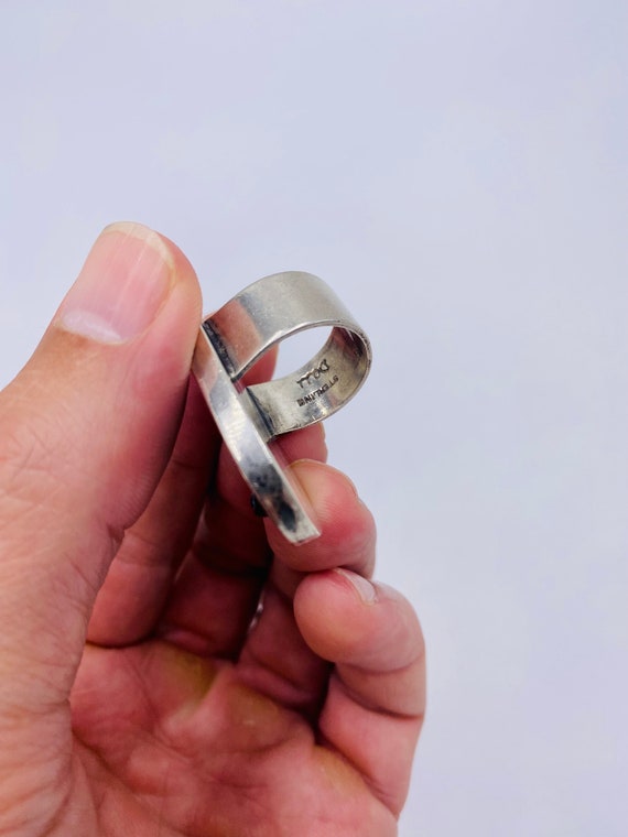 Vintage handmade turquoise statement ring - image 3