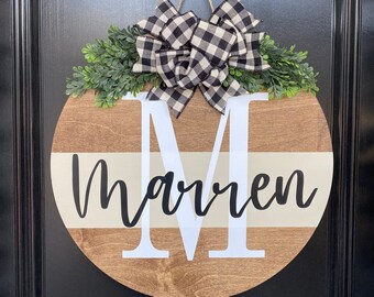 Front Door | Last Name / Family Name | Front Door Wreath | Door Hanger | Door Wreath | Housewarming Gift | Closing Gift | Home Decor