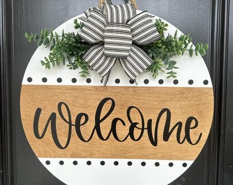 Front Door | Welcome Dots | White | Front Door Wreath | Door Hanger | Door Wreath | Housewarming Gift | Closing Gift | Home Decor