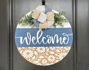 Front Door | Welcome Floral | Black | Front Door Wreath | Door Hanger | Door Wreath | Housewarming Gift | Closing Gift | Home Decor