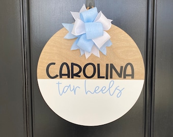 Front Door | Team Tar Heels  | Sports | Front Door | Door Hanger | Door Wreath | Housewarming Gift | Closing Gift | Home Decor | Sports