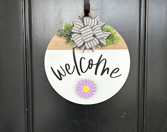 Interchangeable Sign | Front Door Decor | Curved | Welcome Sign | Front Door Wreath | Front Door Hanger | Custom Door Sign | Home Decor